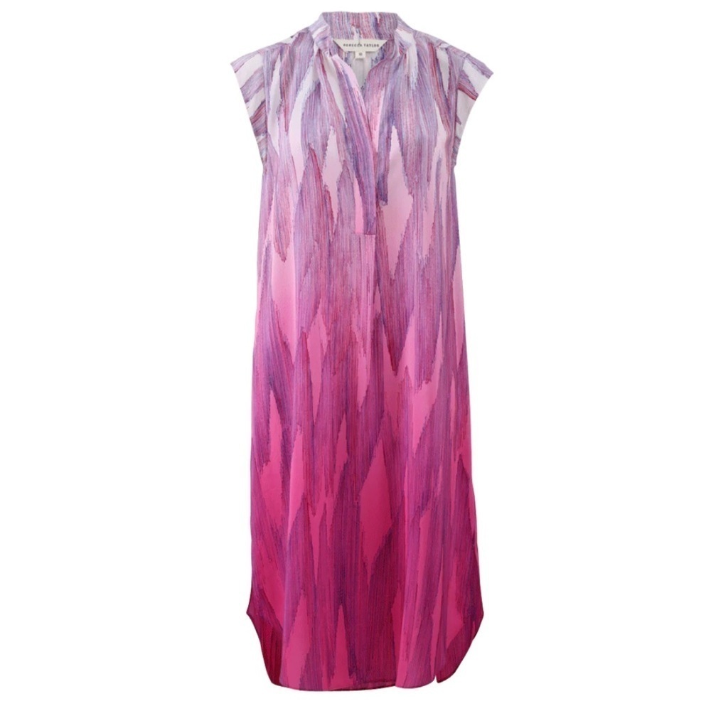 Rebecca Taylor women’s 10 medium dress midi maxi short sleeve pink silk nwot
